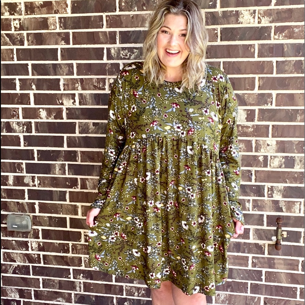 Floral Babydoll Swing Dress with Pockets